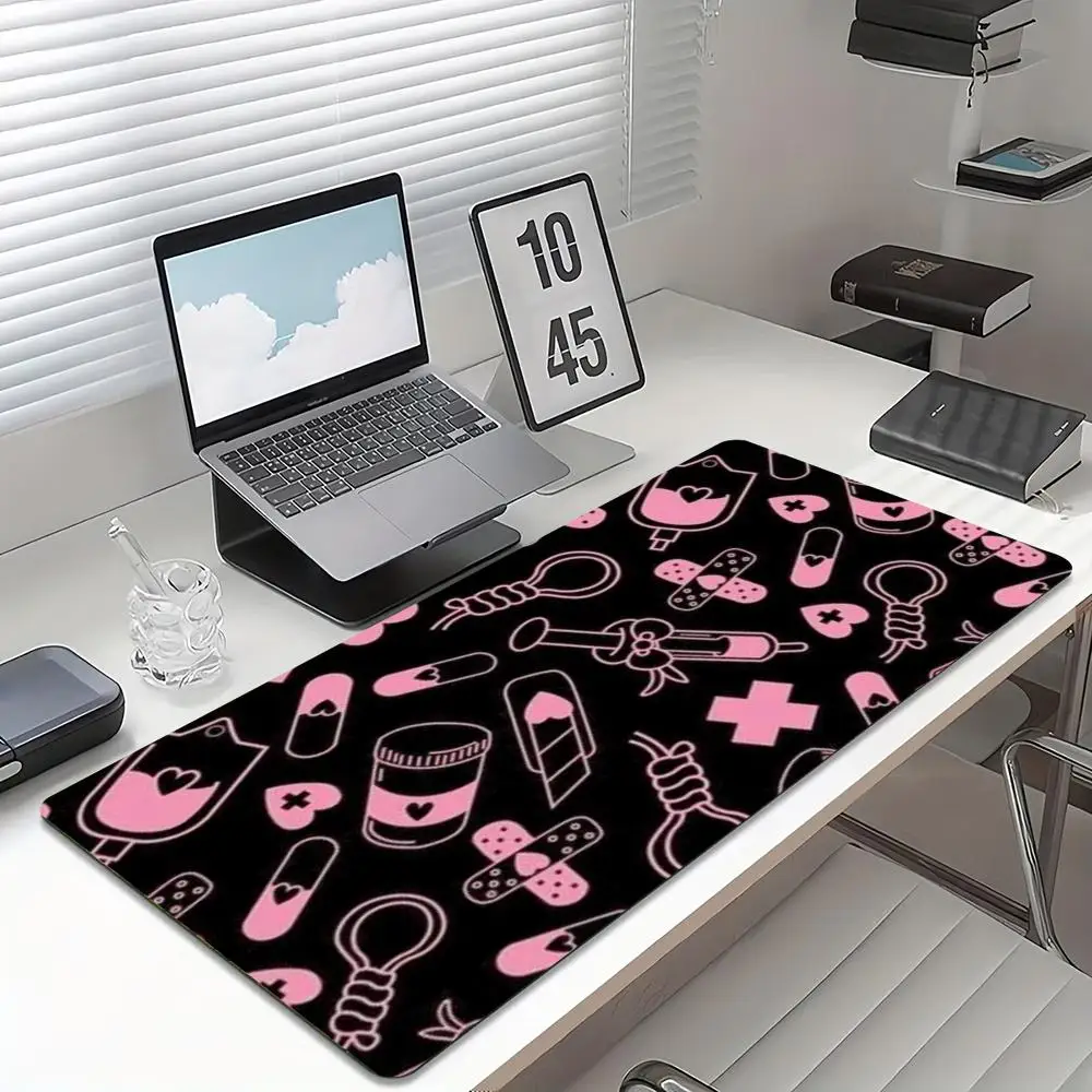 Desk Setup Pc And Laptop - Kawaii Pink Medical Pattern Gaming Mouse