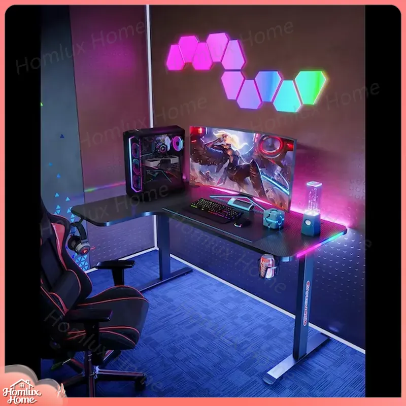 Large L-Shaped RGB LED Gaming  - Desk Setup L Shaped ulasan dan harga