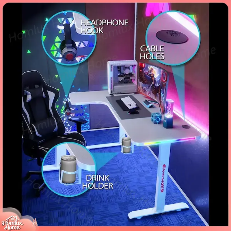 Large L-Shaped RGB LED Gaming  - Desk Setup L Shaped ulasan dan harga