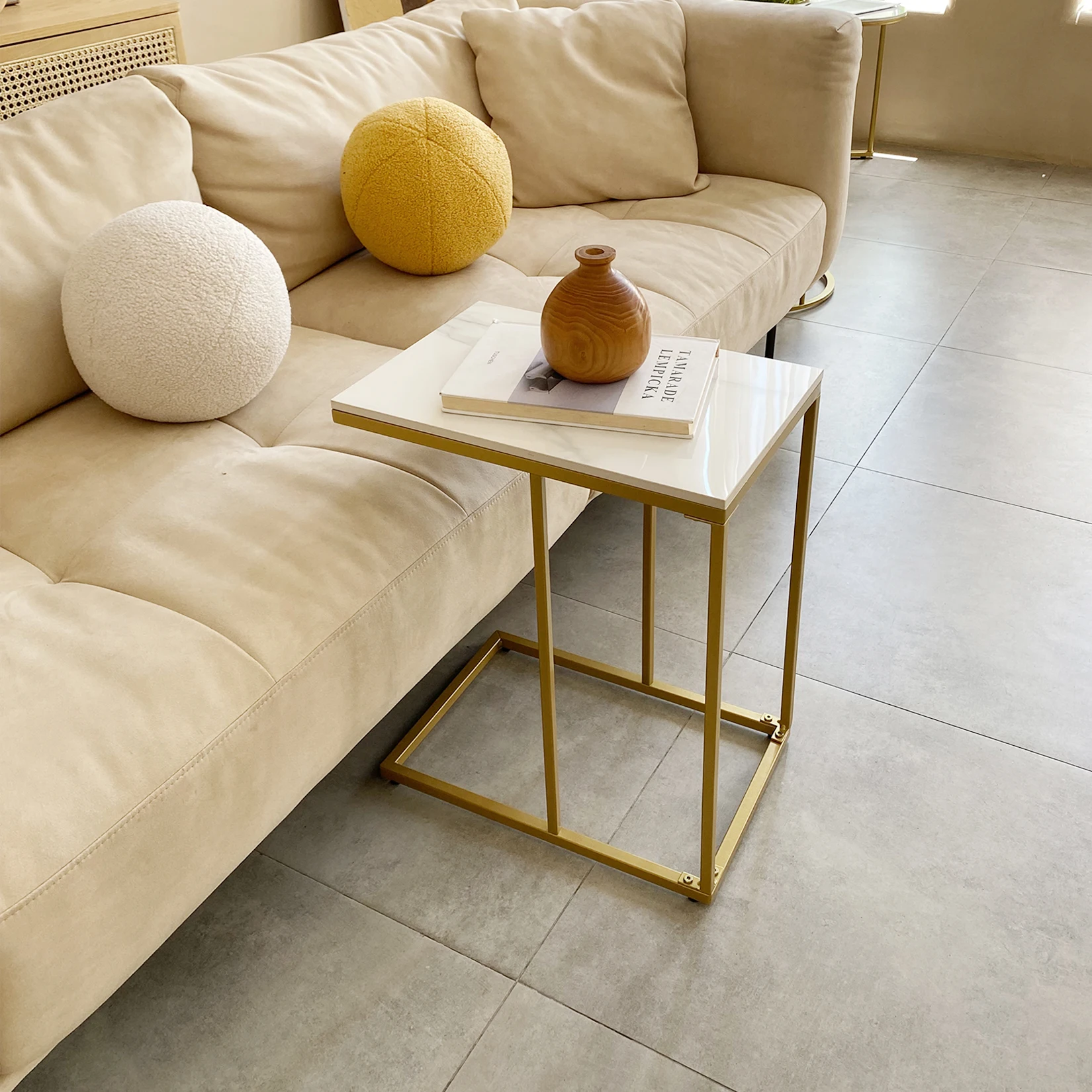 Marble Side End Table, C Shape - Desk Setup Minimalist ulasan dan harga