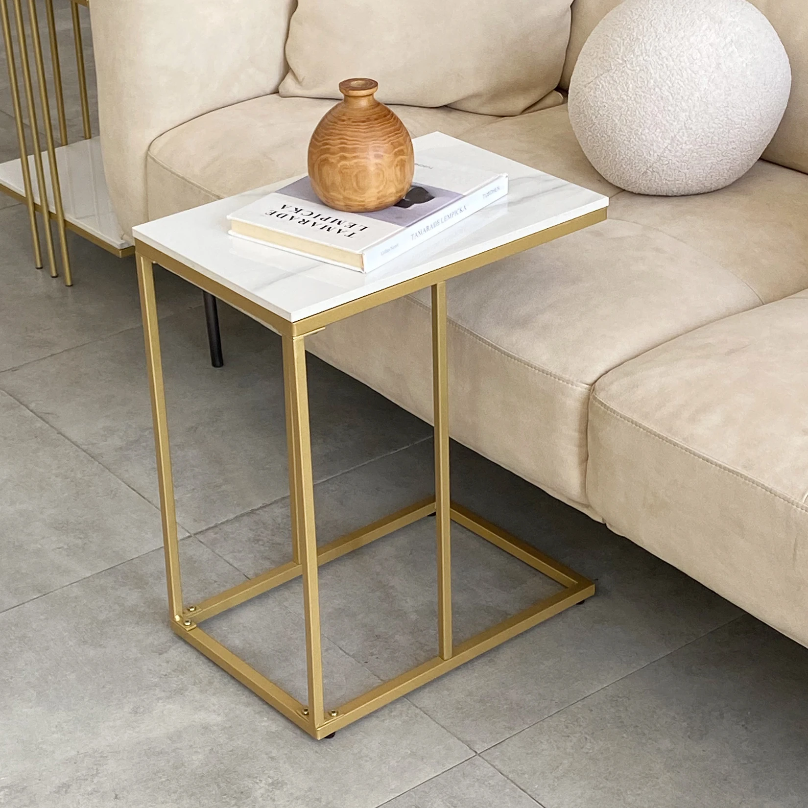 Marble Side End Table, C Shape - Desk Setup Minimalist ulasan dan harga